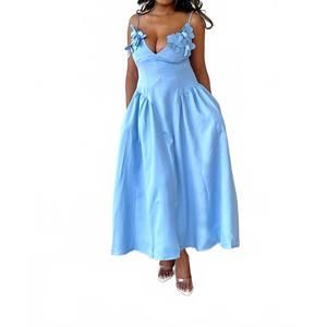 NEW CHICWAYS prissy petals floral maxi dress in pastel blue